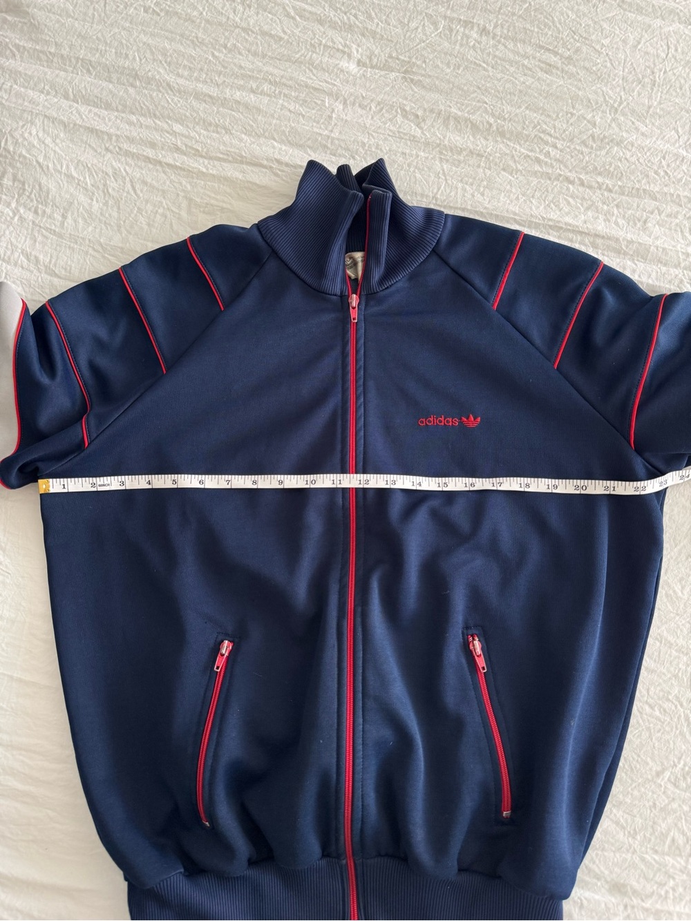 Vintage 80s Adidas Trefoil Track Jacket Navy Red White Colorblock - Picture 12 of 15